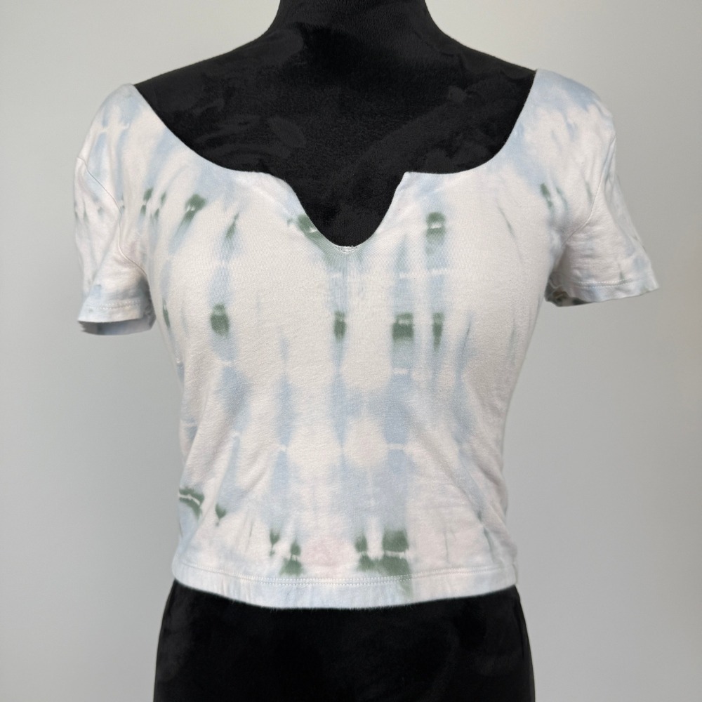 Aeropostale Seriously Soft Baby Tee Juniors‎ M Blue Green Tie Dye Crop Top